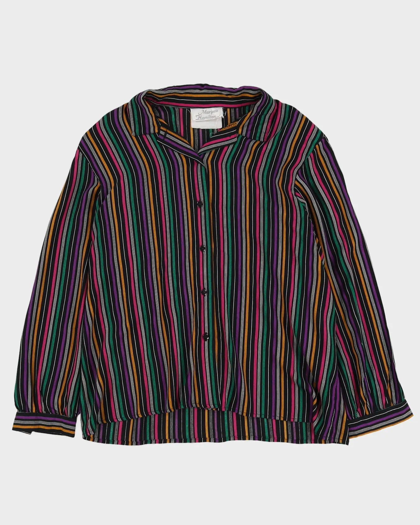 00s Black With Purple Stripes Blouse - L