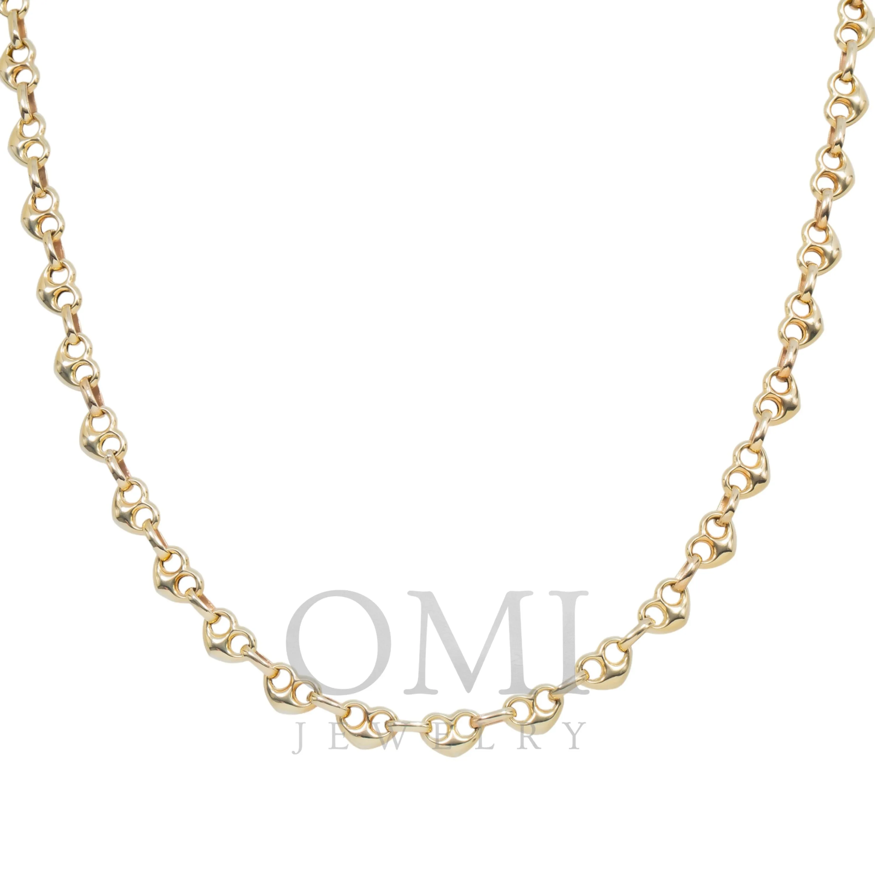 10K GOLD 6.04MM HOLLOW PUFFED HEART SHAPE CHAIN