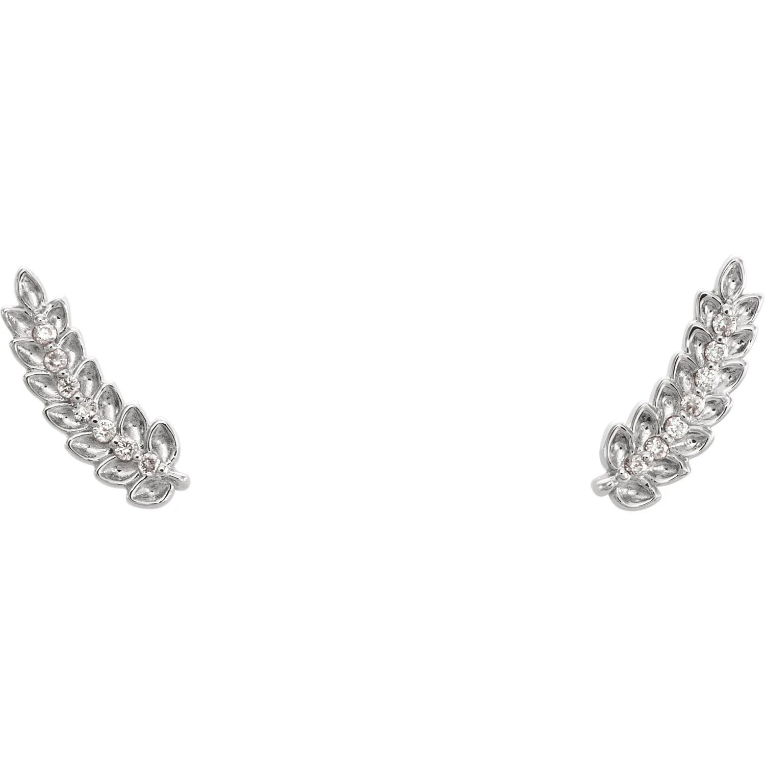 14k Leaf Ear Climber with Diamonds