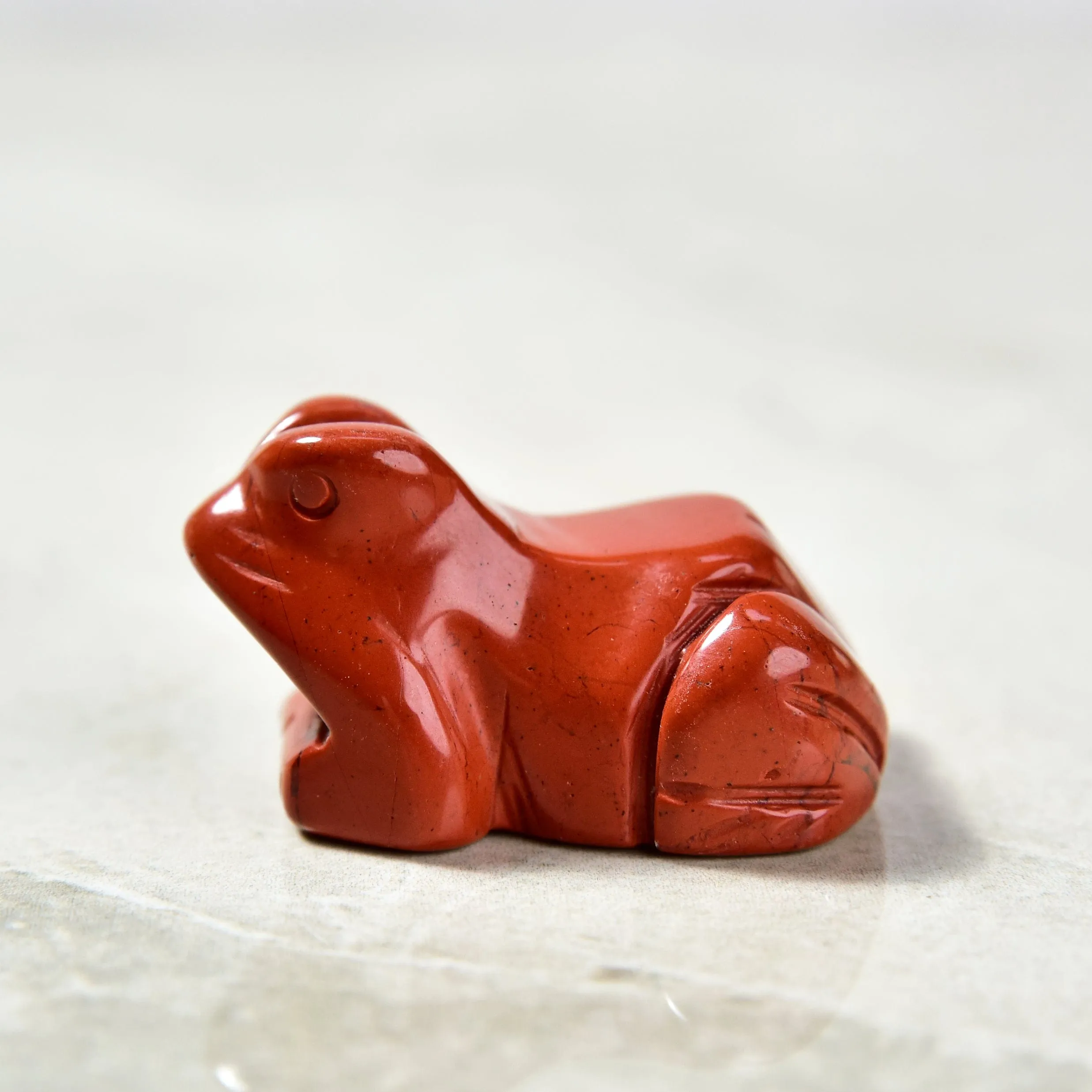 1.5 Red Jasper Frog Natural Gemstone Carving