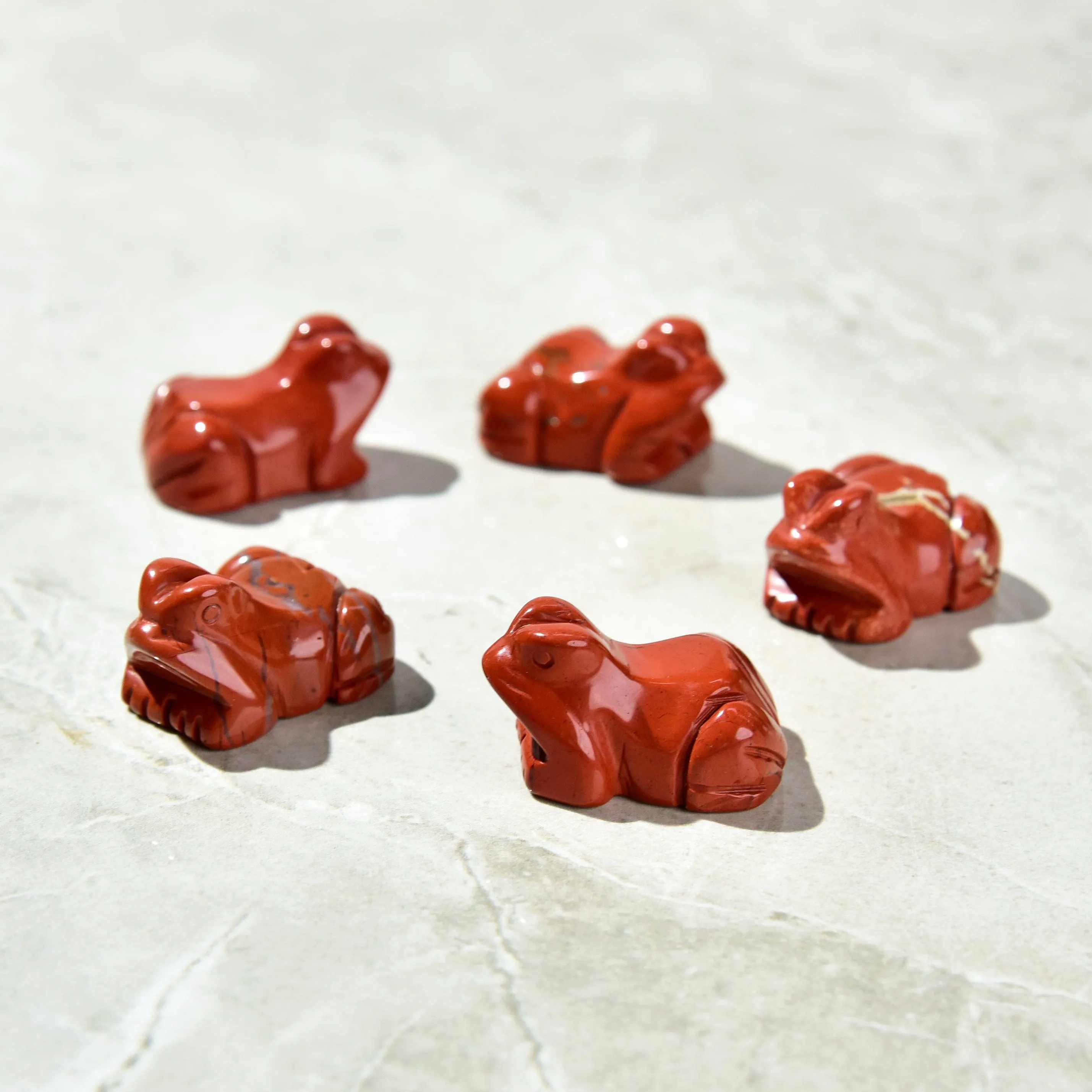 1.5 Red Jasper Frog Natural Gemstone Carving