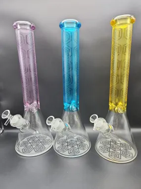 16 Etched Color Tube Beaker Bongs