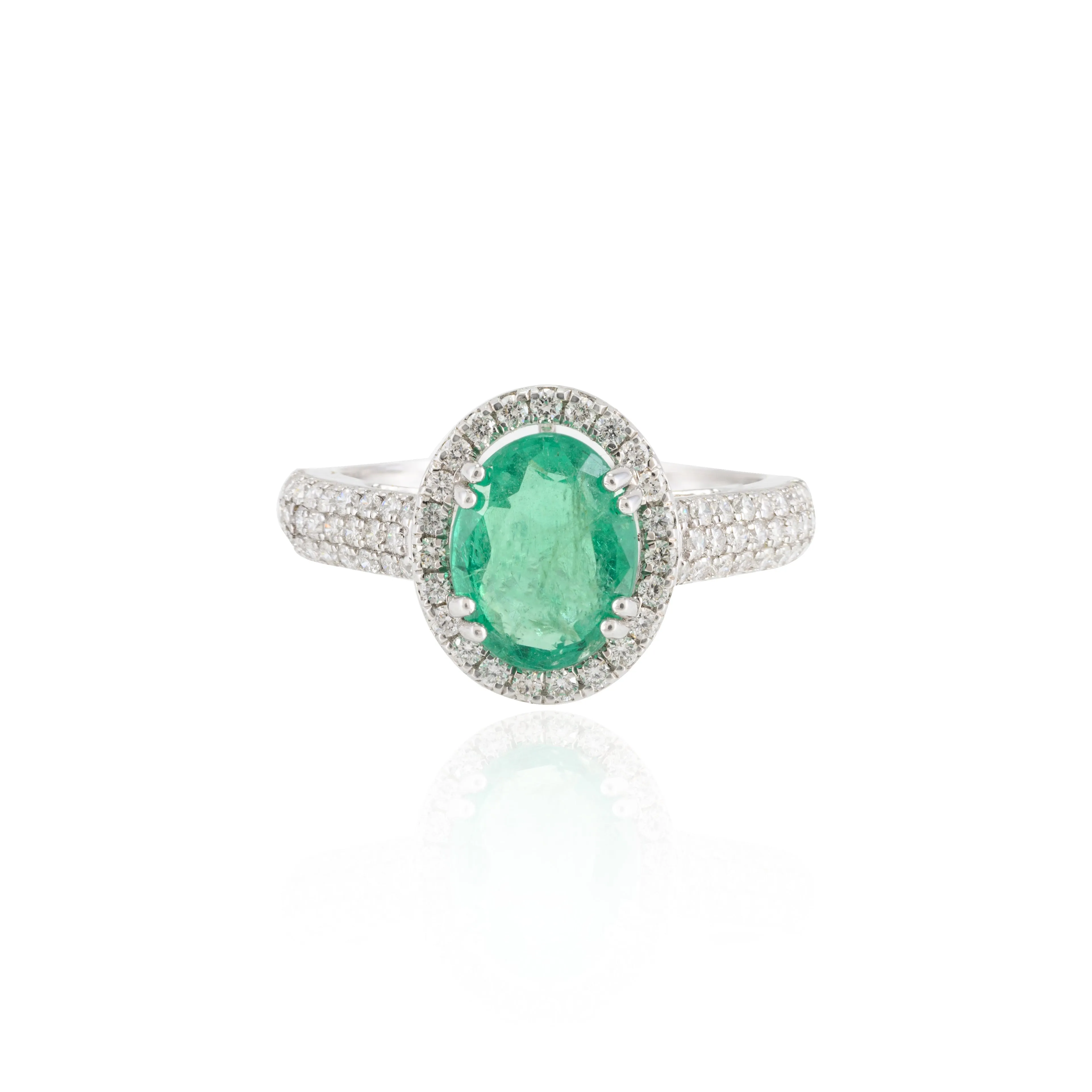 18K Gold Emerald Diamond Engagement Ring