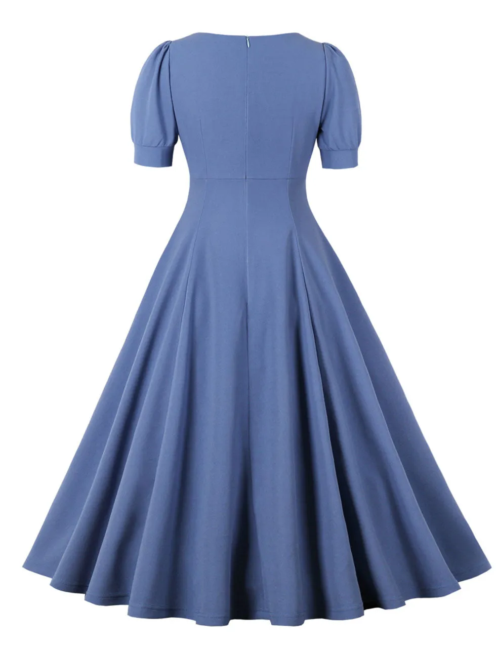 1950s Blue Puff Sleeve Vintage Styel Party Dress