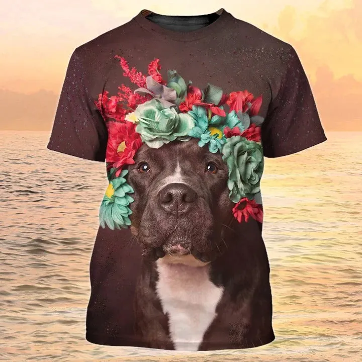 3D All Over Print Pitbull On Shirt, Dog Shirt, Gift For Dog Lover