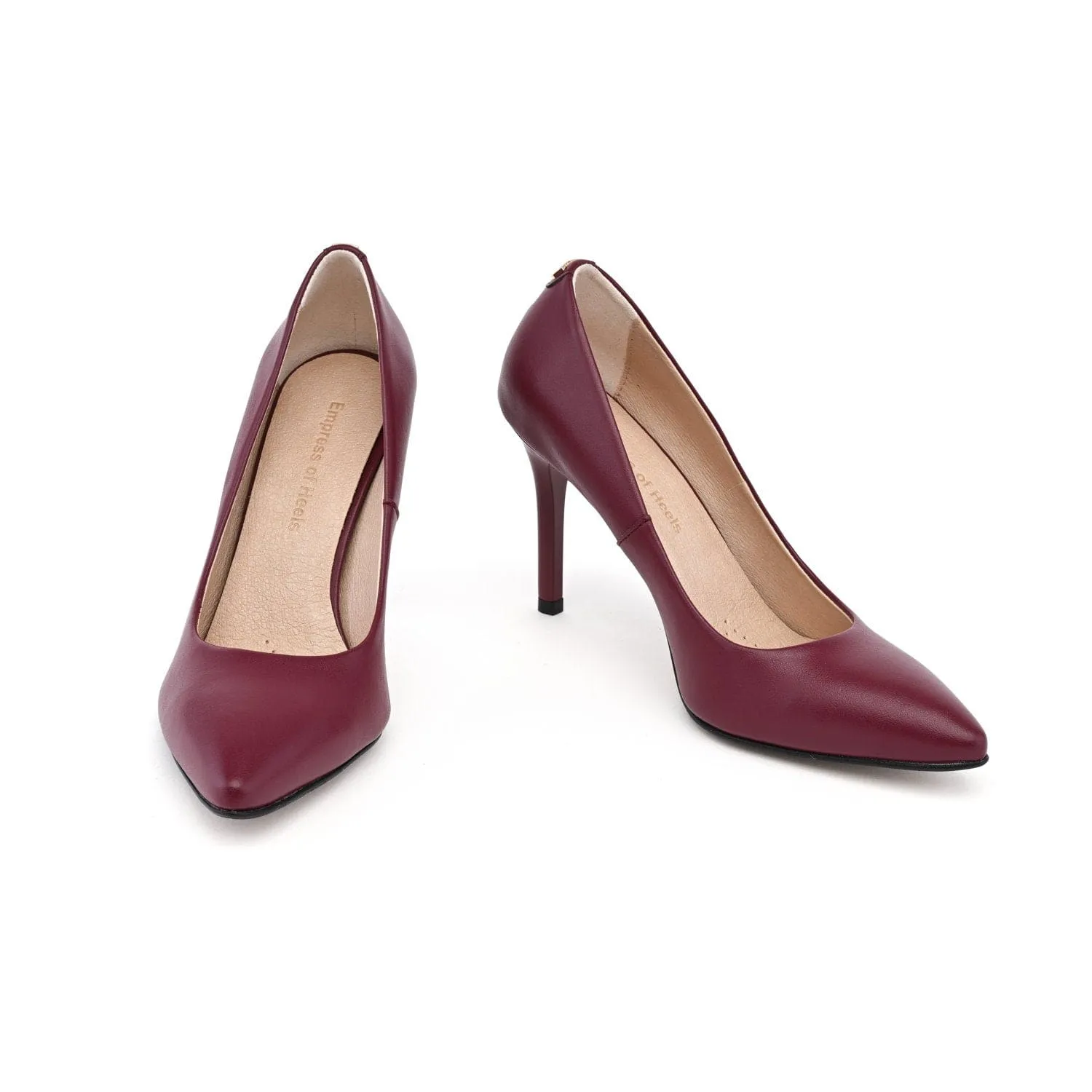 95mm Vegan Apple Leather Heels | Burgundy Bliss