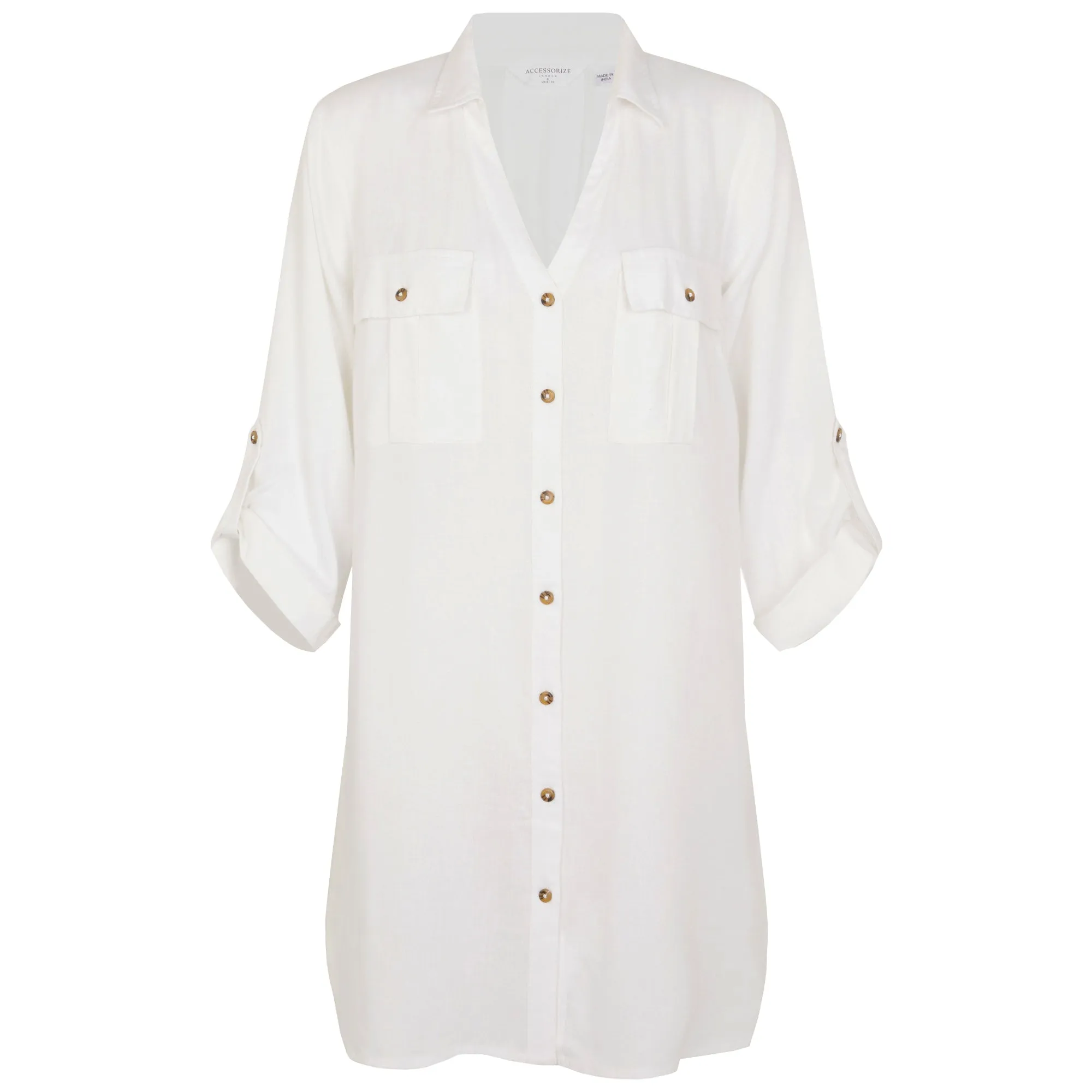 Accessorize London Women's White Long Sleeve Beach Shirt X Small