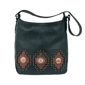 American West Midnight/Copper Leather CCS Zip Hobo Bag