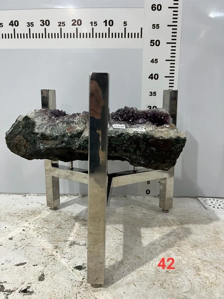 Amethyst Geode Table from Brazil with Custom Stand- 16 / 36 lbs