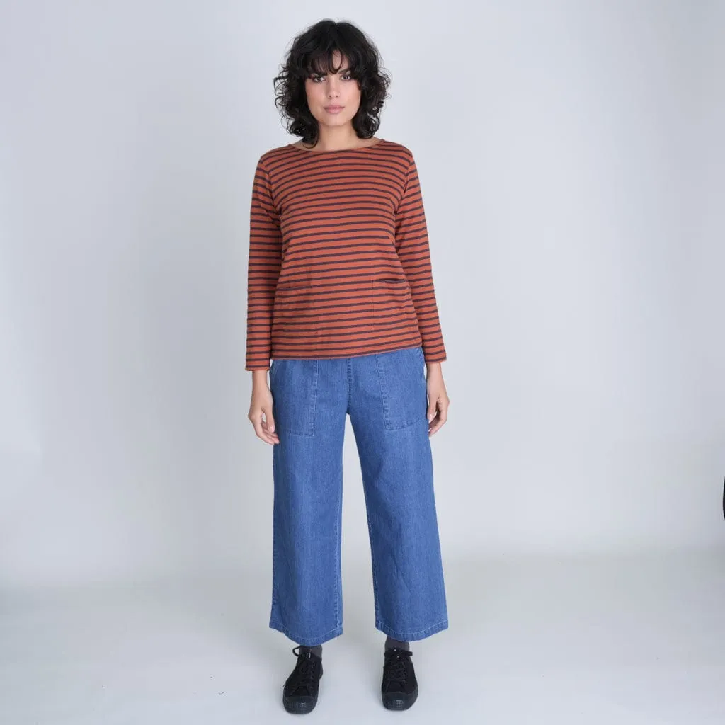 Anna Cotton Denim Wide Leg Trousers | Indigo