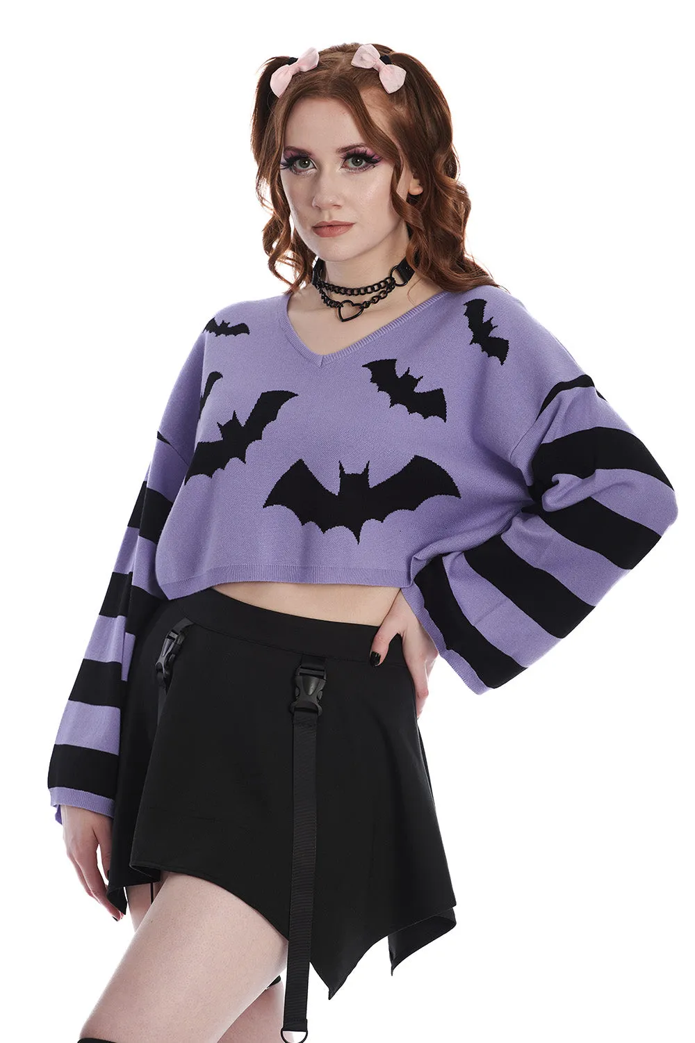 Annabelle Bat Purple Sweater