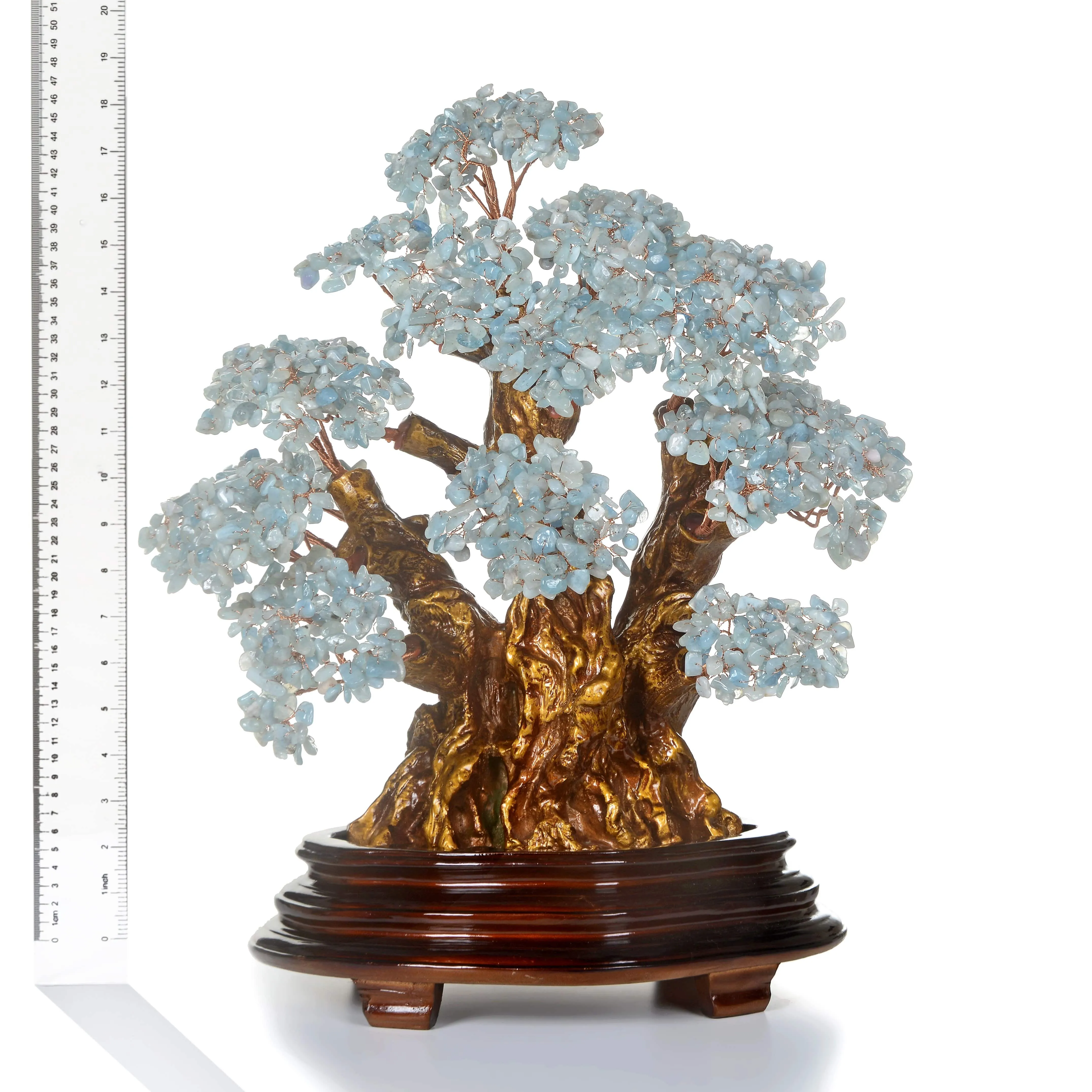 Aquamarine Tree of Life Centerpiece with over 2,000 Natural Gemstones