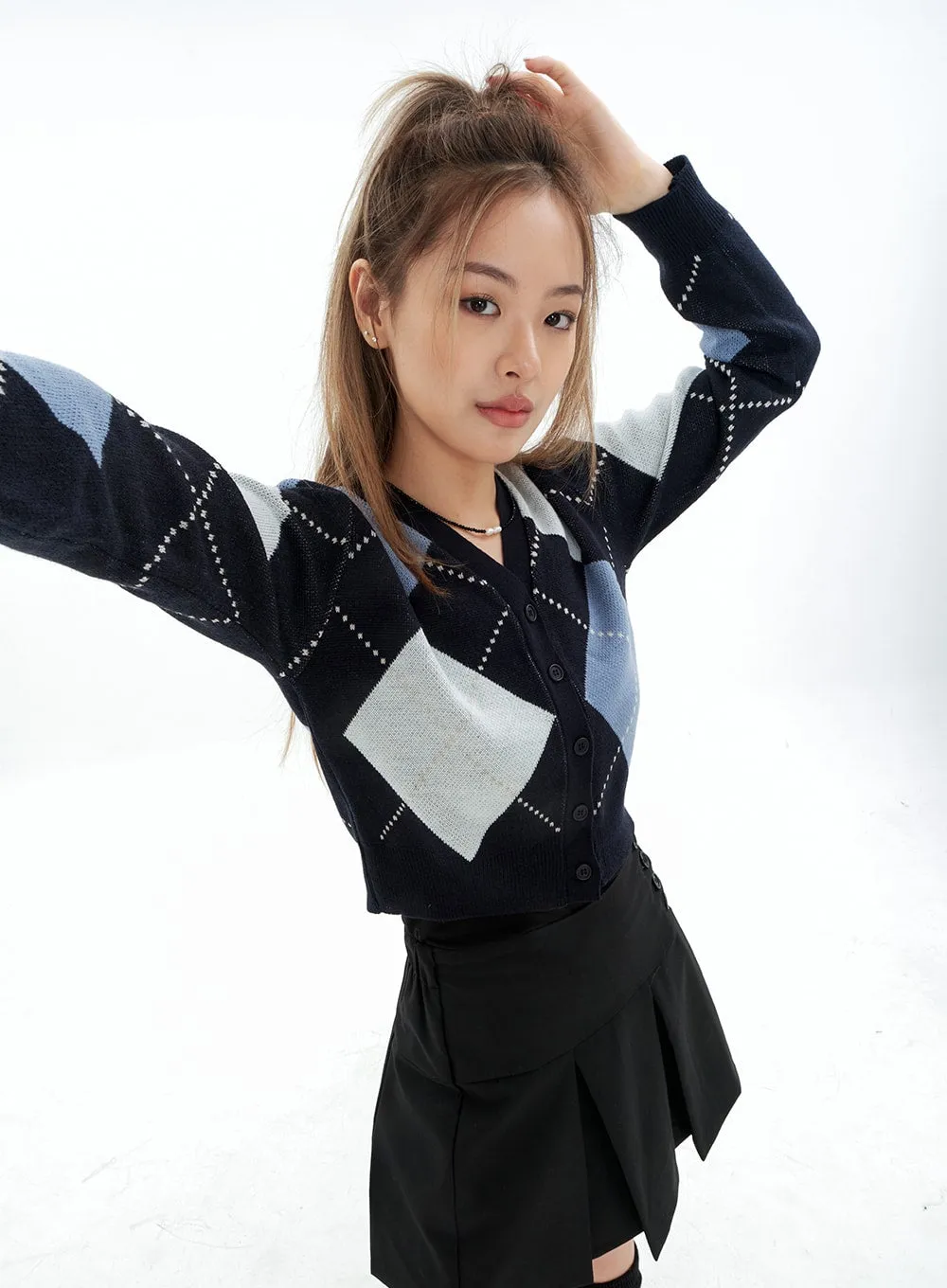 Argyle Cropped Cardigan CM21