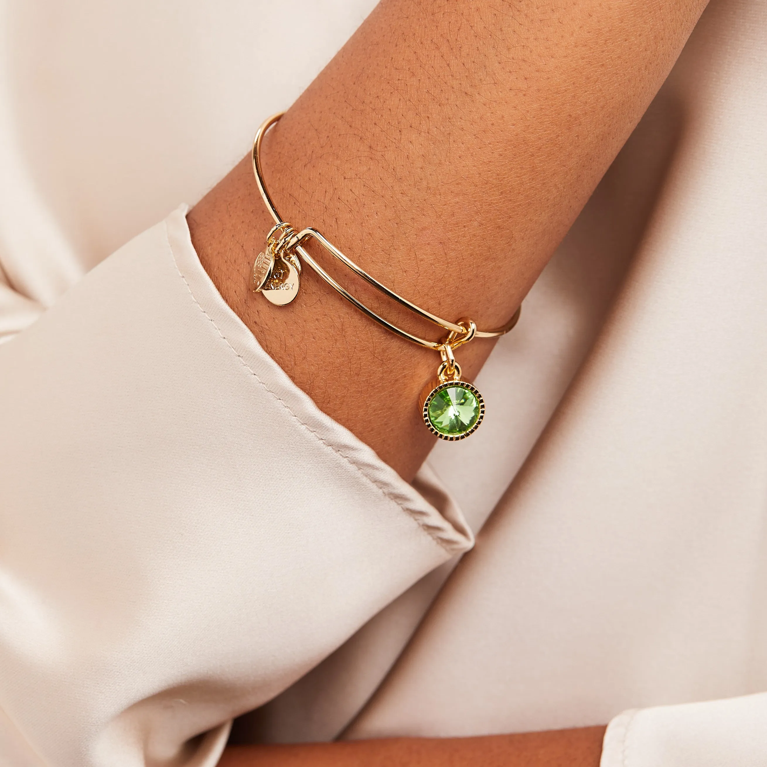 August Birthstone Charm Bangle, Peridot