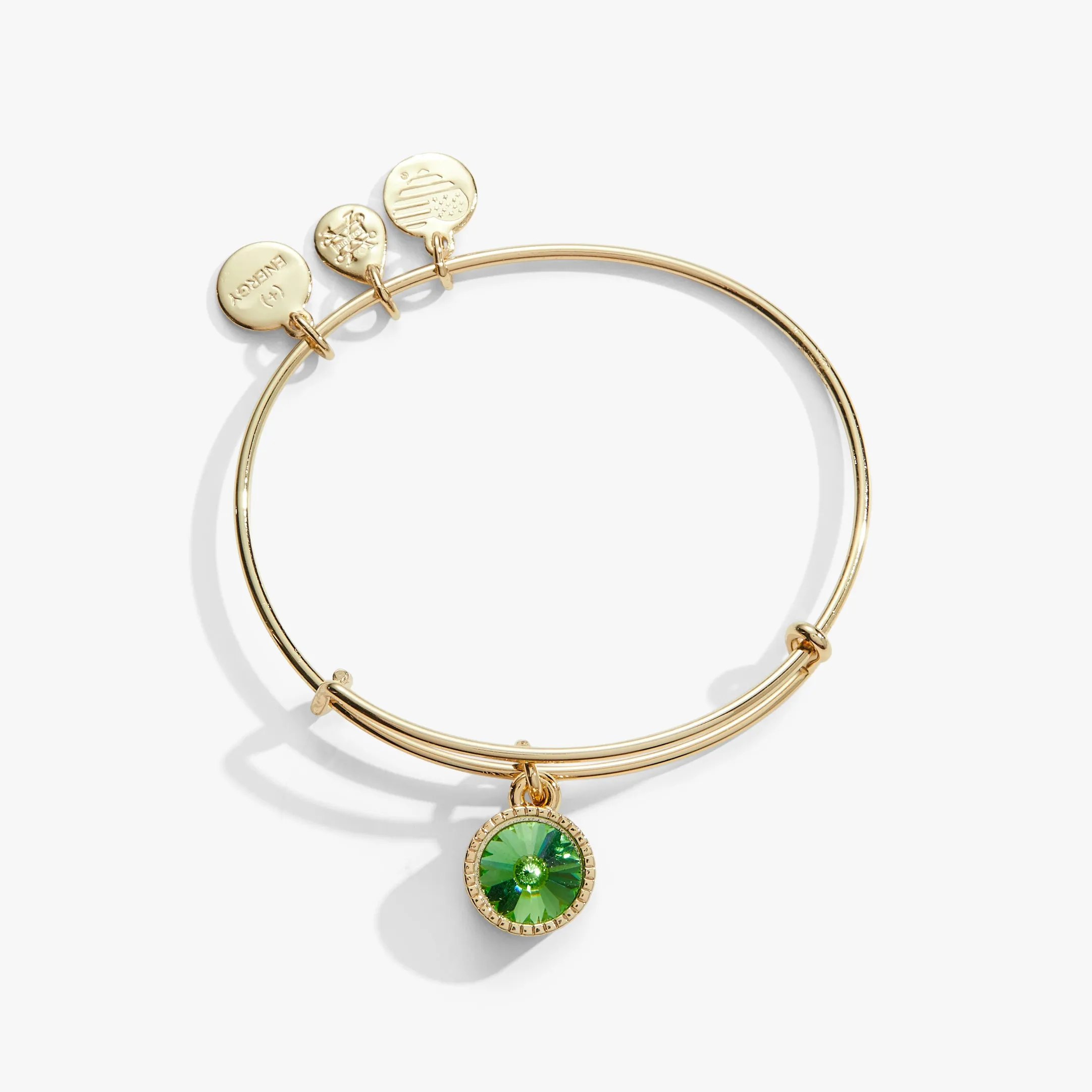 August Birthstone Charm Bangle, Peridot