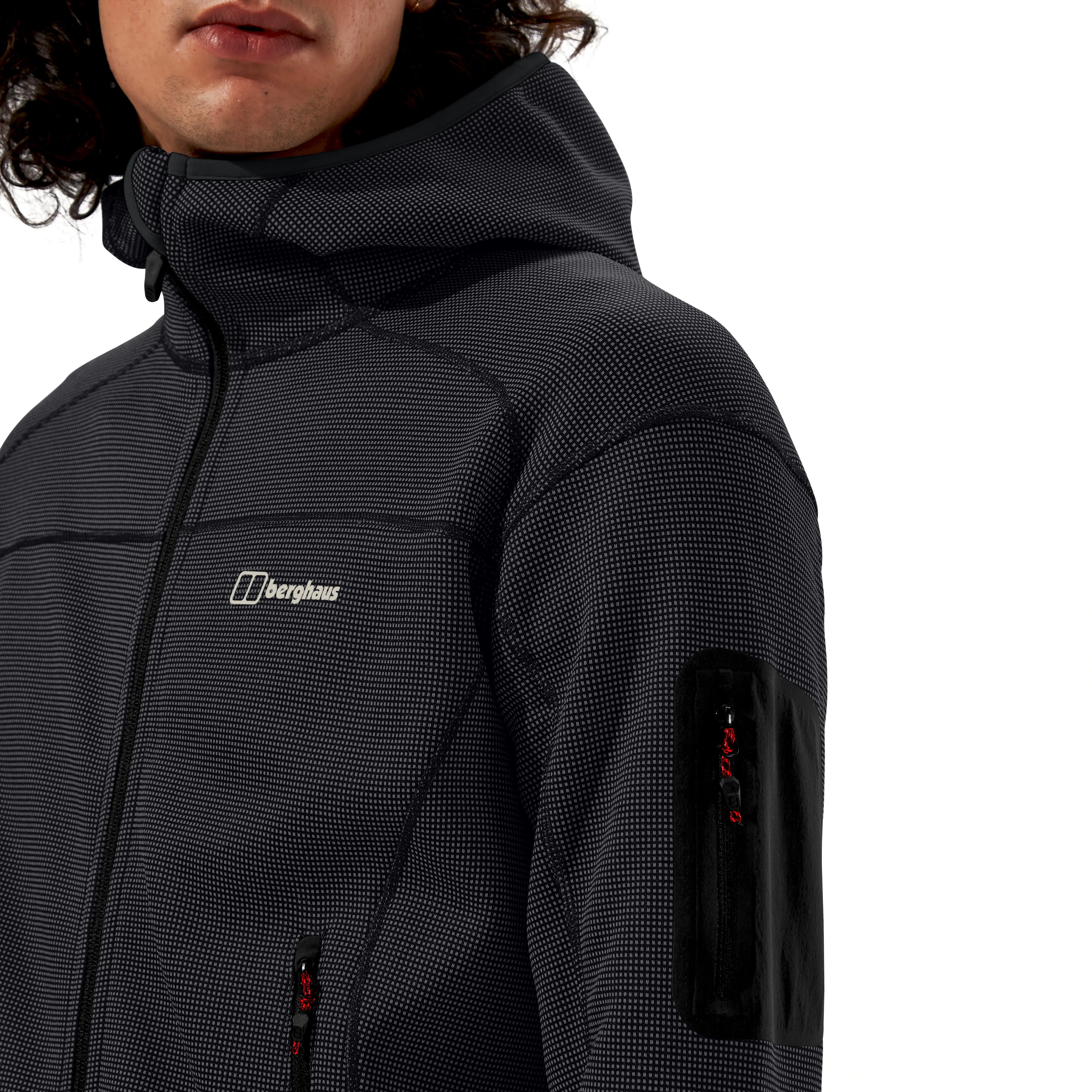 Berghaus Pravitale Mountain 2.0 Hooded Full Zip Fleece (Dark Grey/Black)