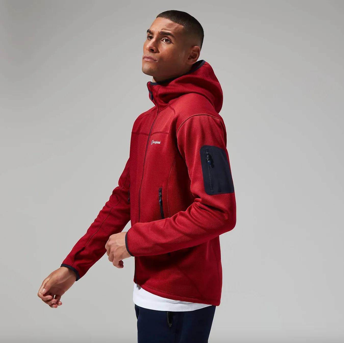 Berghaus Pravitale Mountain 2.0 Hooded Full Zip Fleece (Urban Red Dahlia/Hauterd/Night Sky)