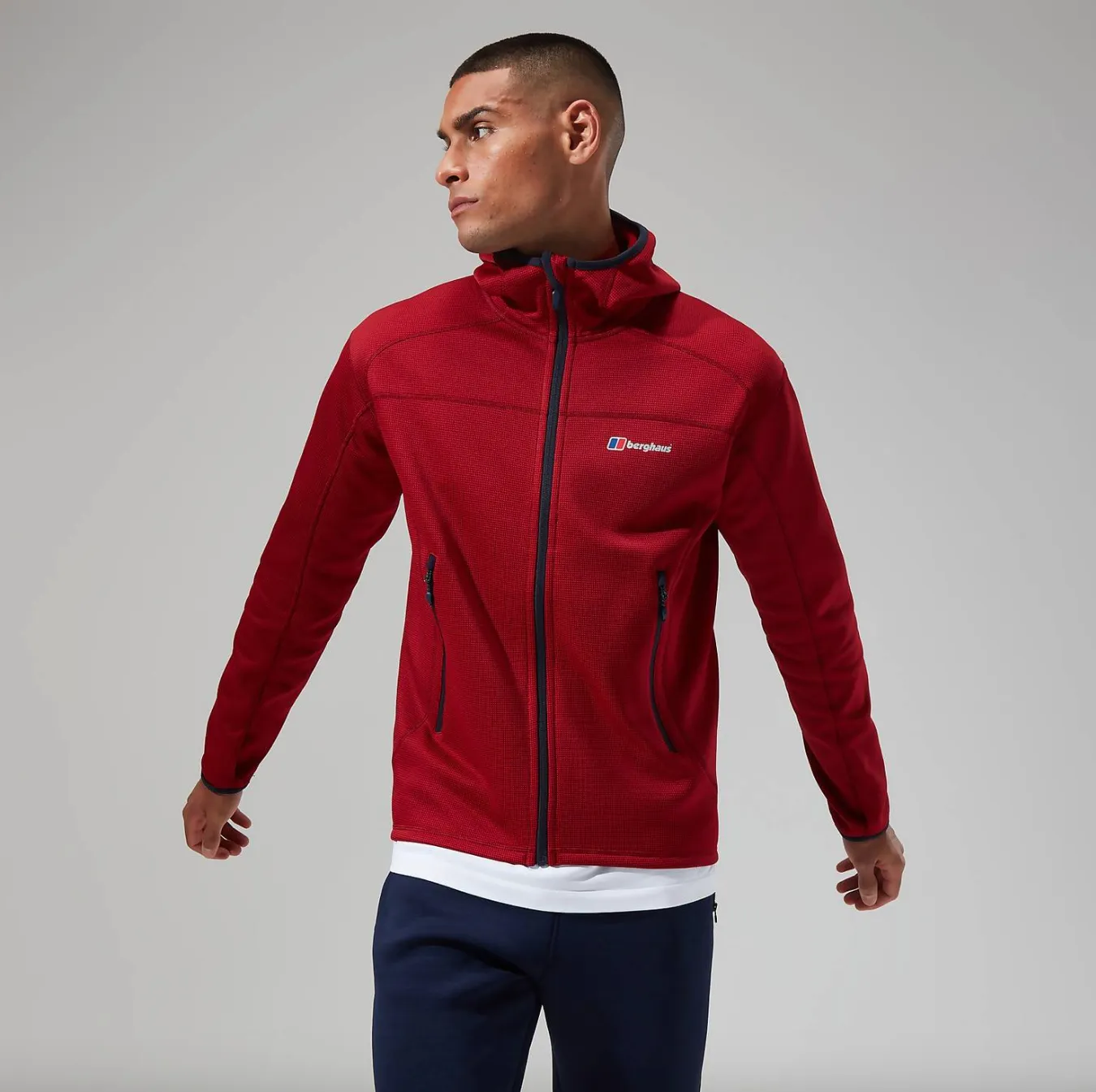 Berghaus Pravitale Mountain 2.0 Hooded Full Zip Fleece (Urban Red Dahlia/Hauterd/Night Sky)