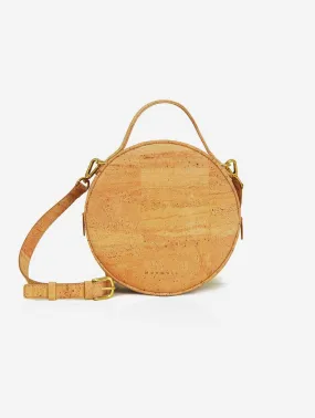 Beta Handcrafted Cork Vegan Round Shoulder Bag | Natural