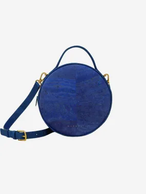 Beta Handcrafted Cork Vegan Round Shoulder Bag | Navy