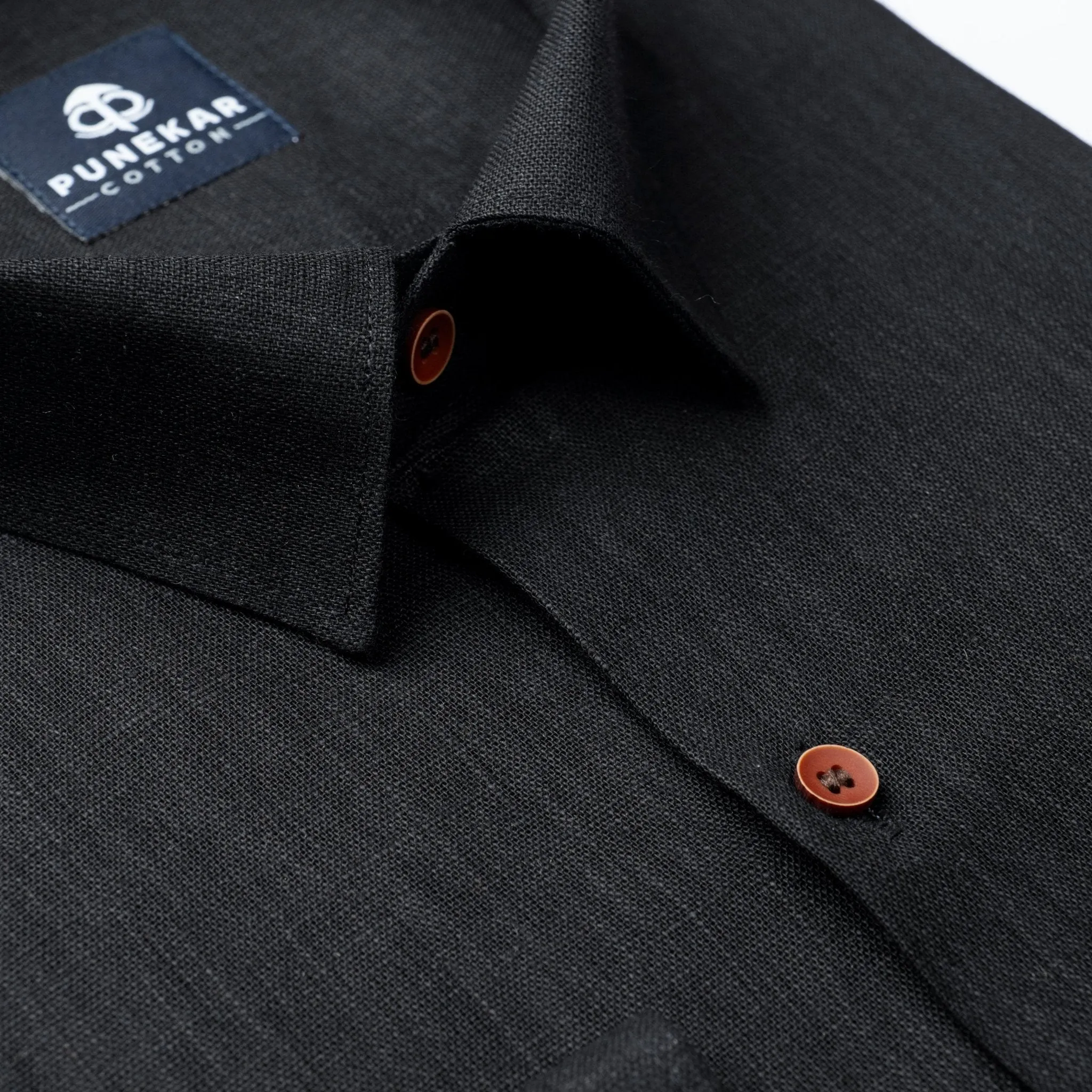 Black Color Linen Formal Shirts For Men