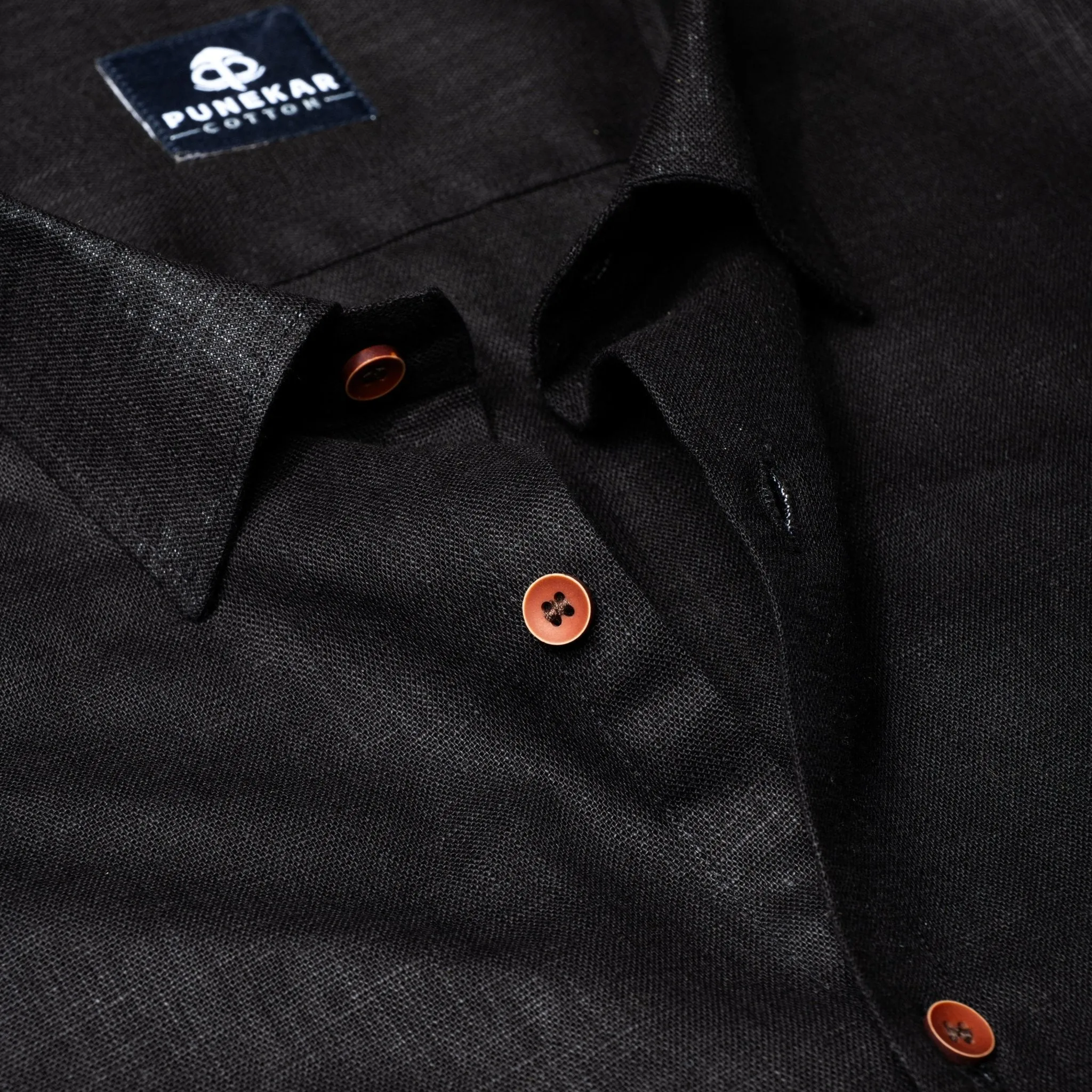 Black Color Linen Formal Shirts For Men