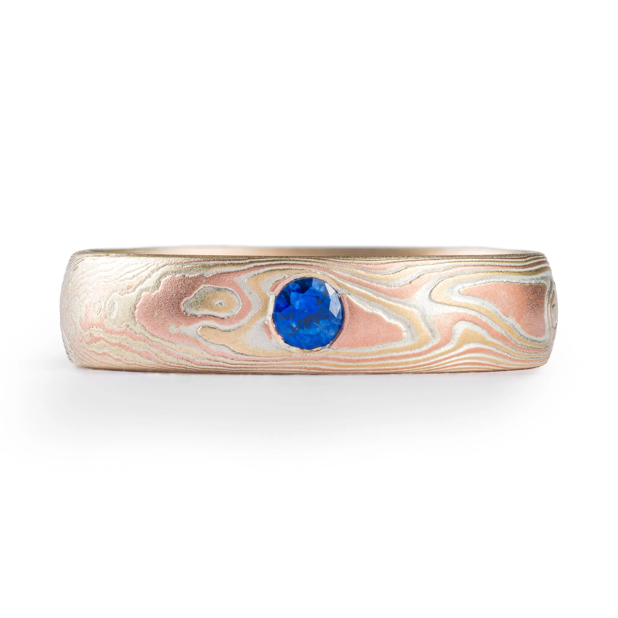 Blue Sapphire Woodgrain Band in Fire Palette