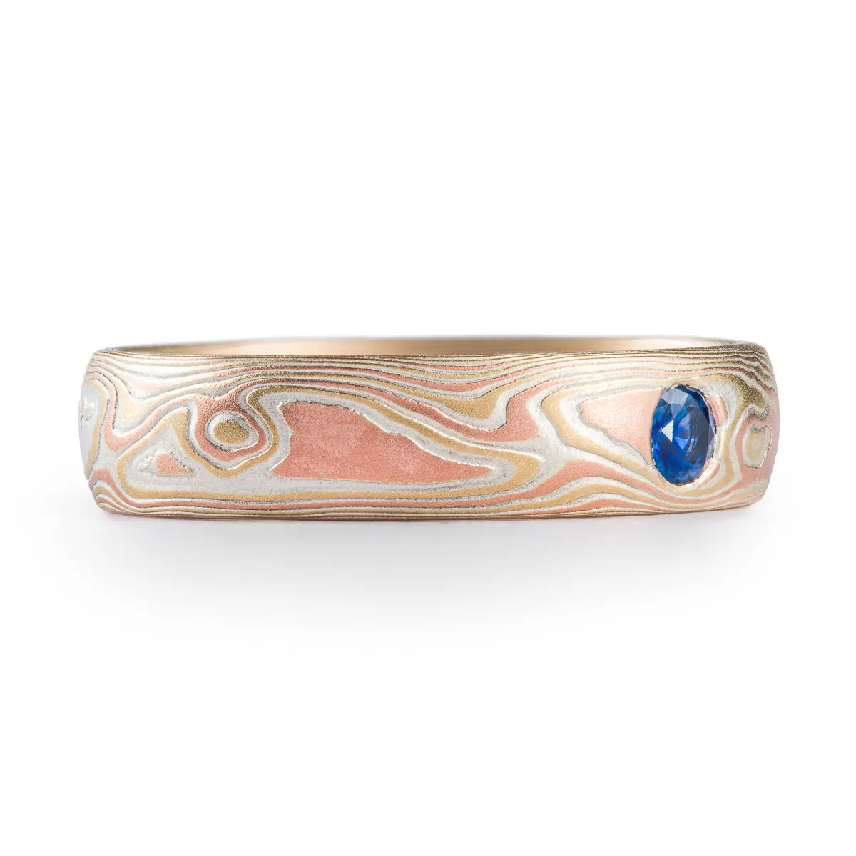 Blue Sapphire Woodgrain Band in Fire Palette