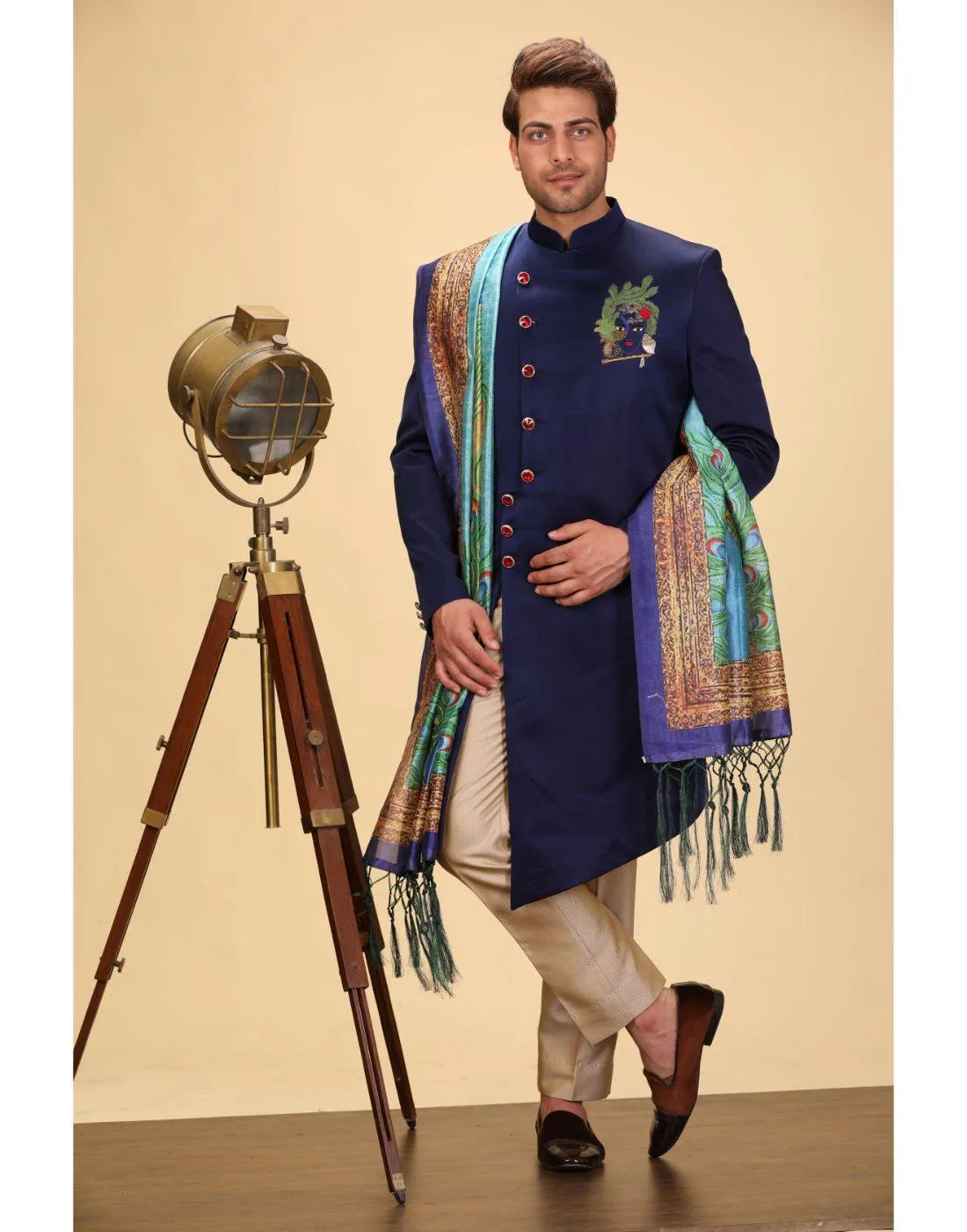 BluesnGreys Blue Indo Western Kurta Set - Rent