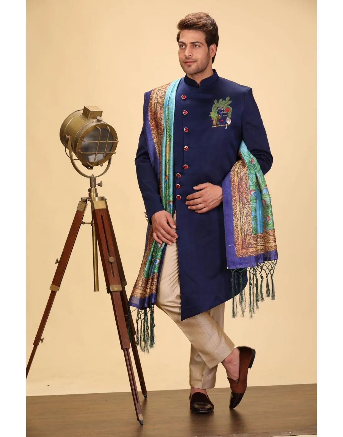 BluesnGreys Blue Indo Western Kurta Set - Rent