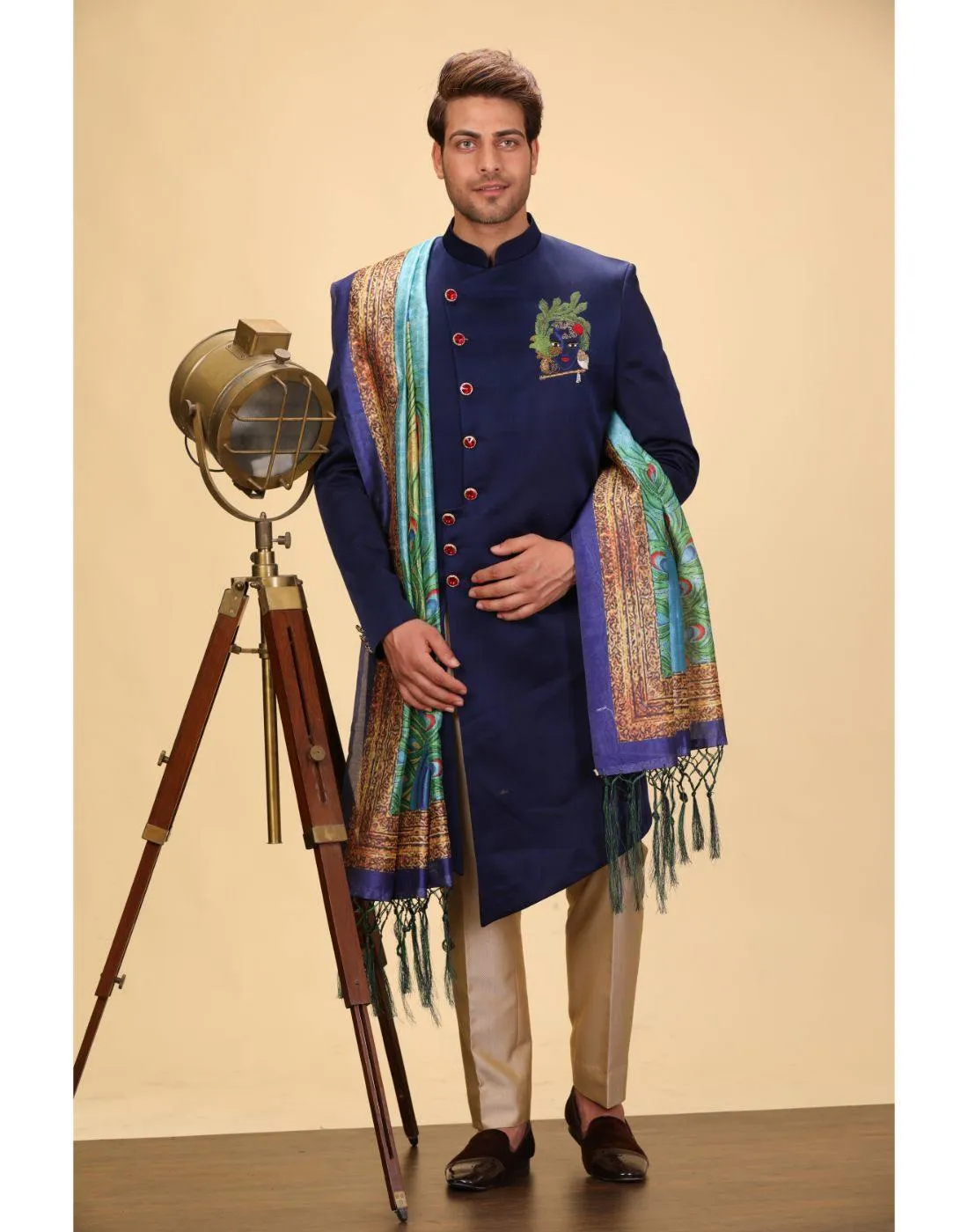 BluesnGreys Blue Indo Western Kurta Set - Rent