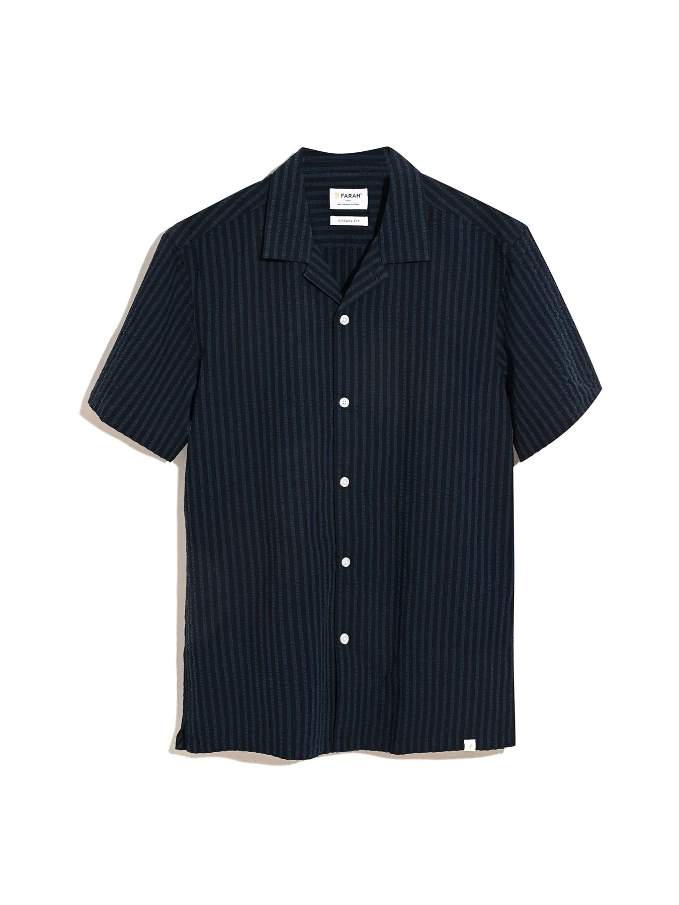 Brook Short Sleeve Revere Shirt In True Navy