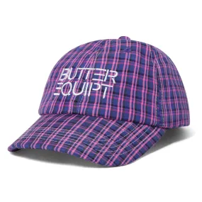 Butter Goods Equipt Plaid 6 Panel Cap Navy/Pink