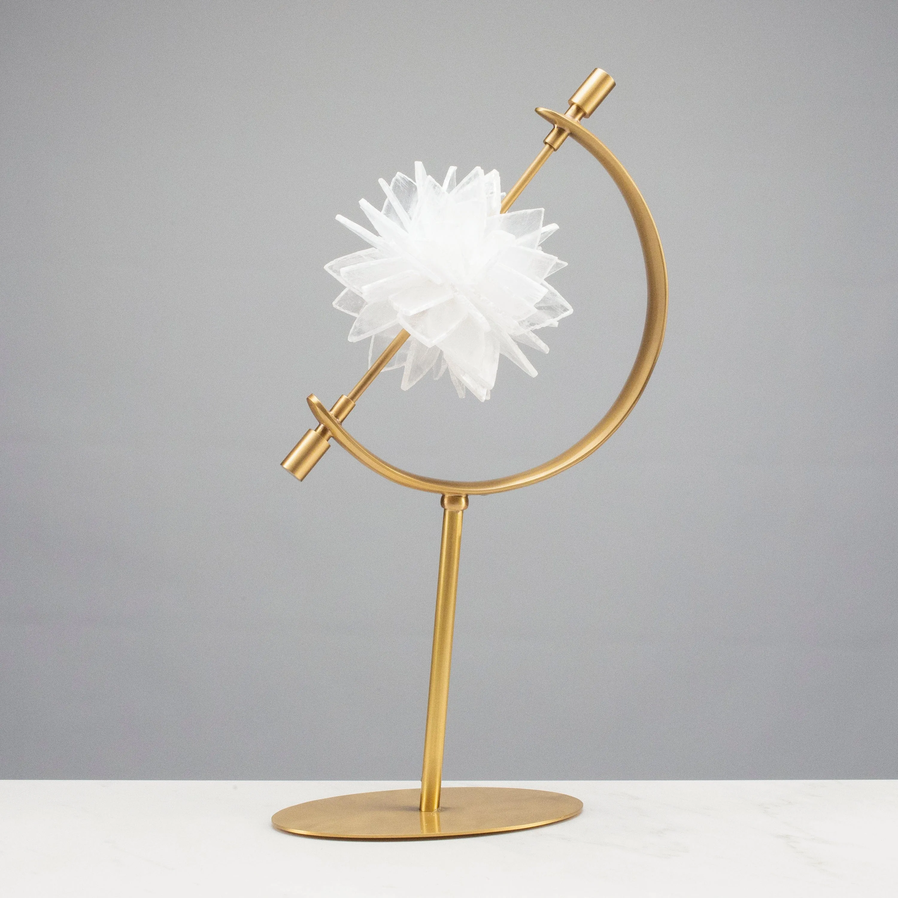 Calcite Flower on Arc Brass Stand