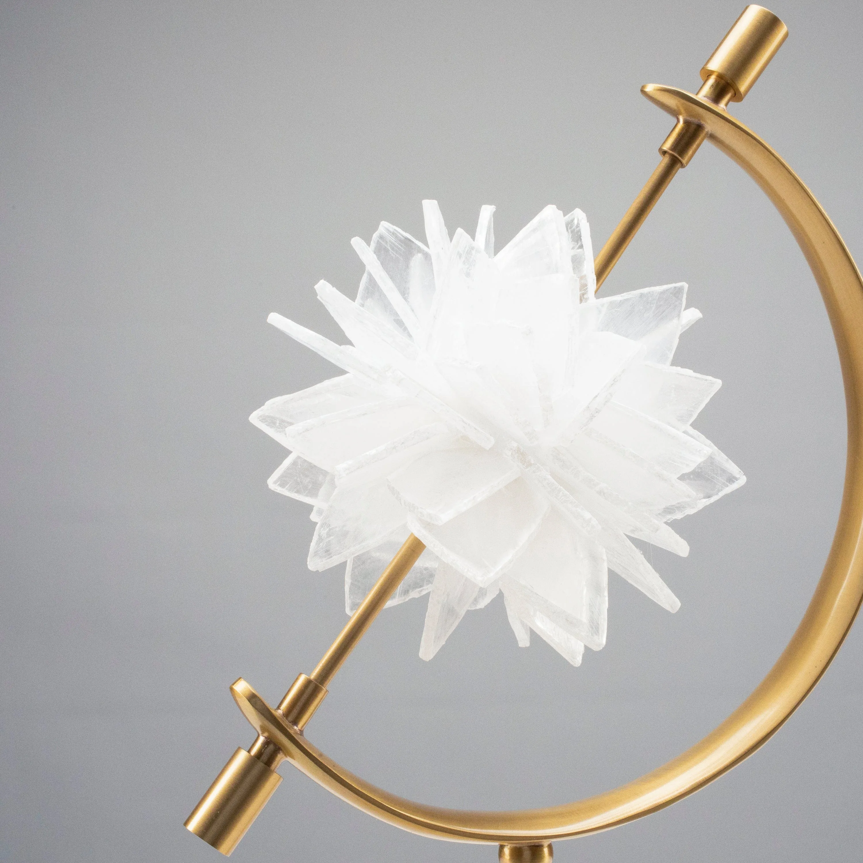 Calcite Flower on Arc Brass Stand