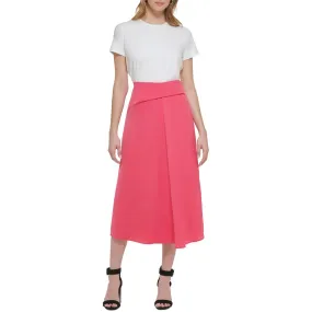 Calvin Klein Womens High Rise Twist Waist Midi Skirt