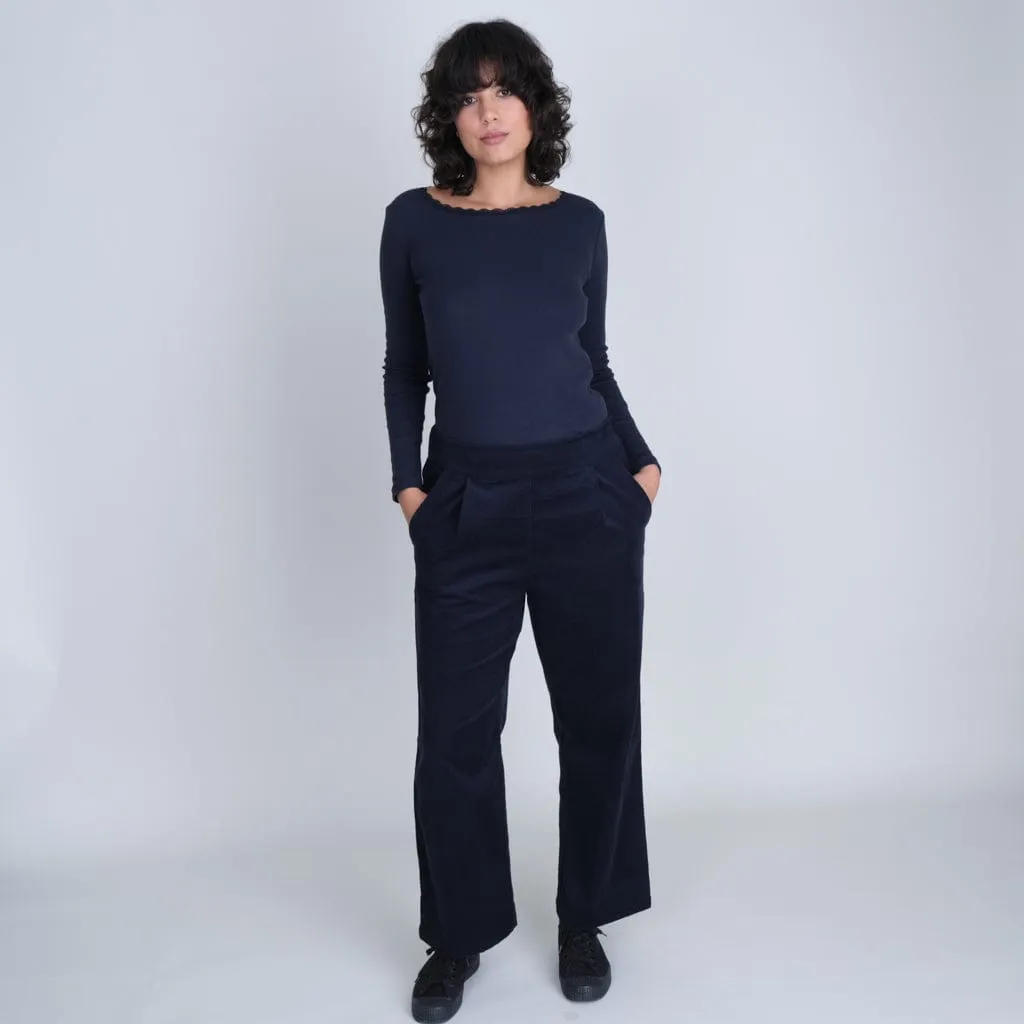 Carine Cotton Corduroy Day Trousers | Navy