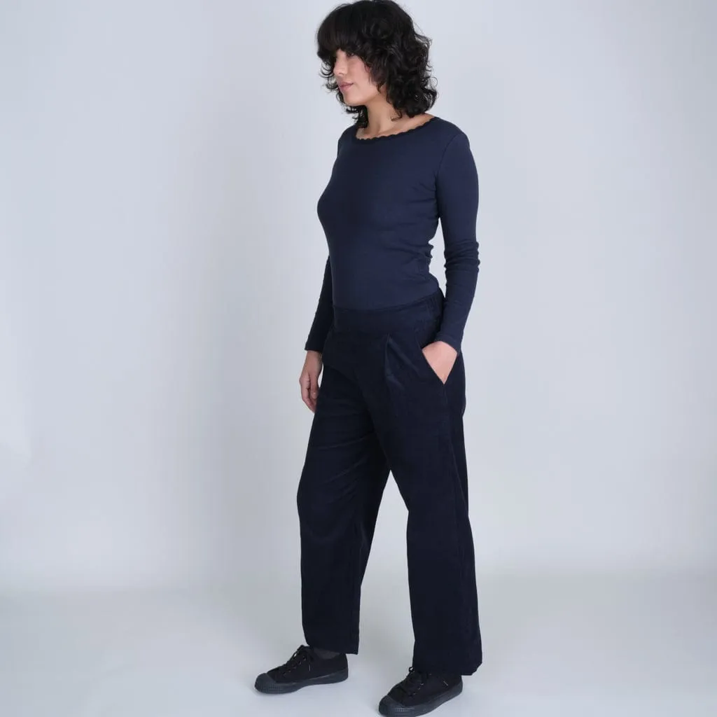 Carine Cotton Corduroy Day Trousers | Navy