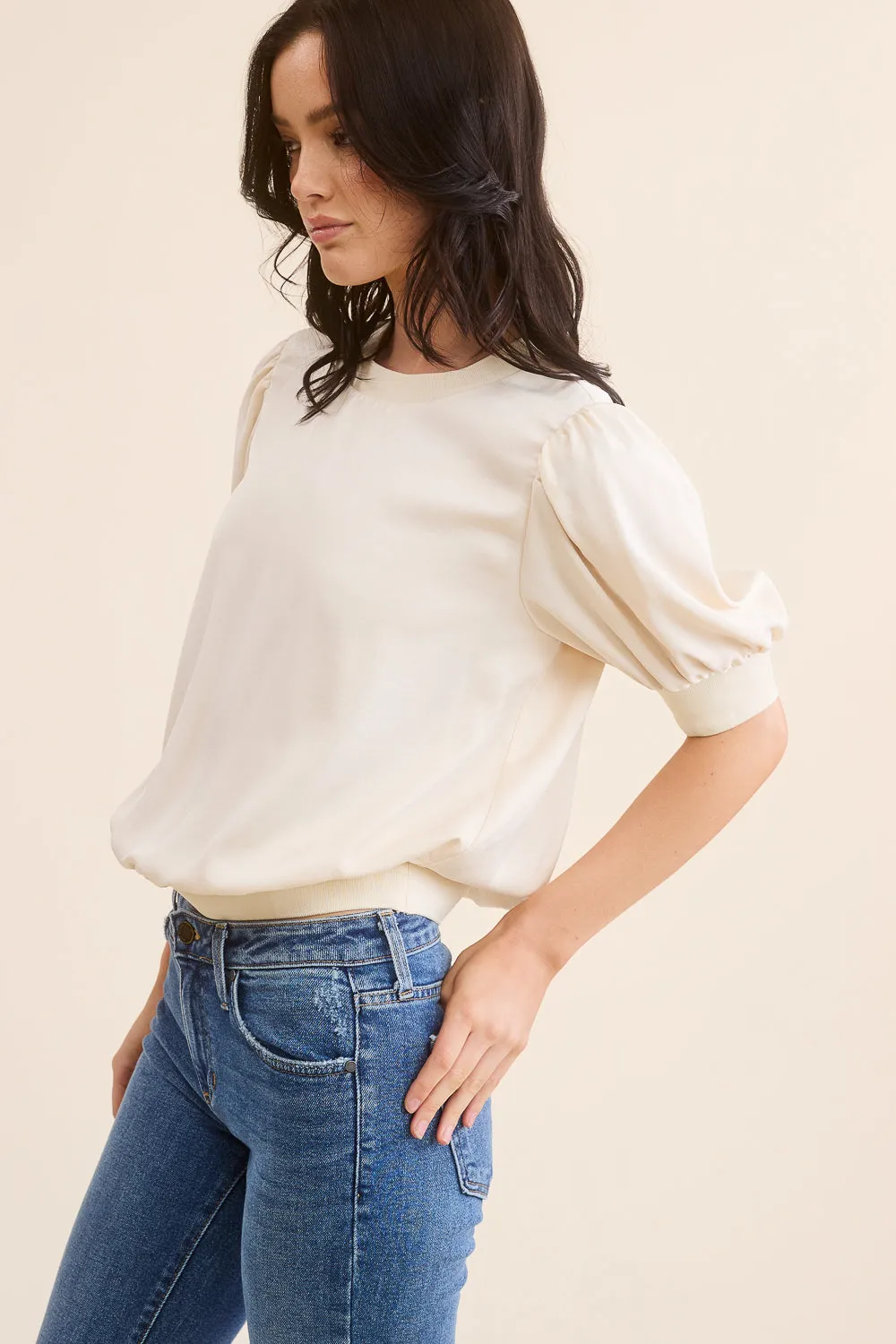 Cream Puff Sleeve Top