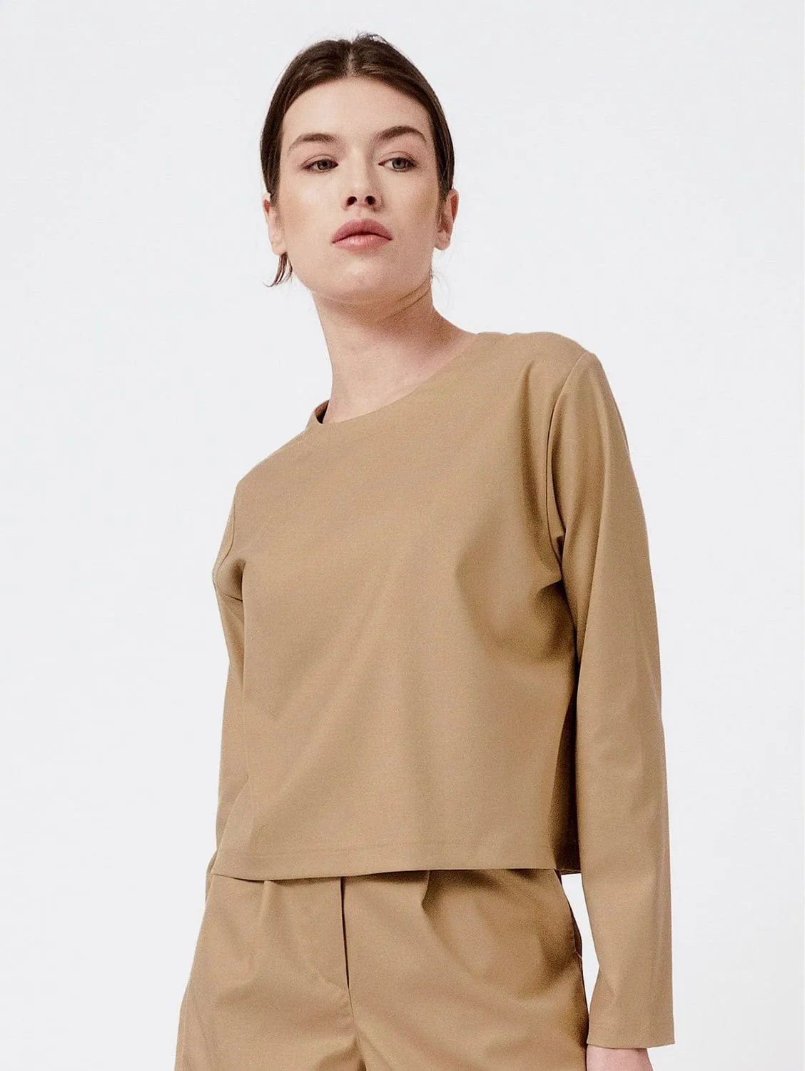 Cropped Long-Sleeved Bamboo Blouse | Multiple Colours