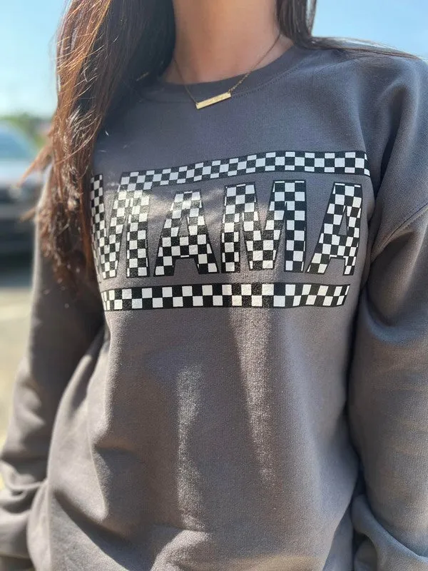 Curvy Charcoal Checkered Mama Sweatshirt