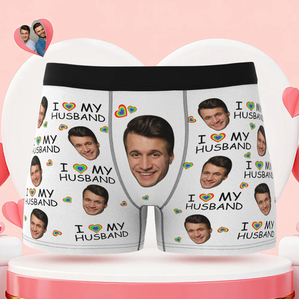 Custom Face Boxer Briefs I Love My Husband Personalised Naughty LGBT Gift for Him