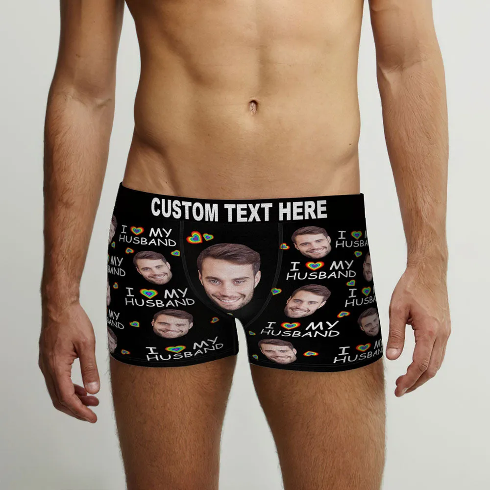 Custom Face Boxer Briefs I Love My Husband Personalised Naughty LGBT Gift for Him