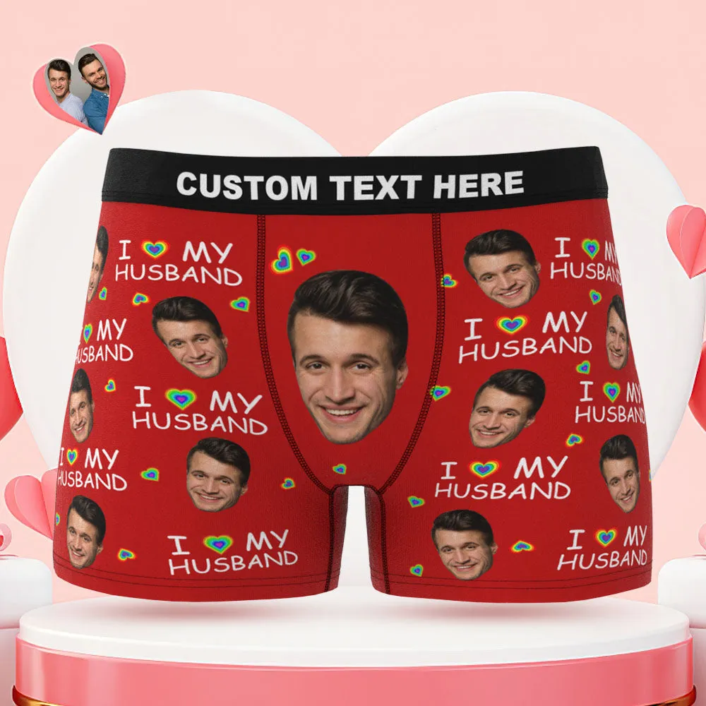 Custom Face Boxer Briefs I Love My Husband Personalised Naughty LGBT Gift for Him