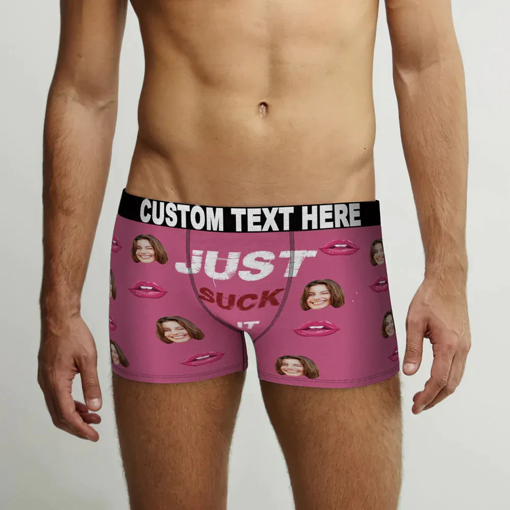 Custom Face Boxer Briefs Just Suck It Personalised Naughty Valentine's Day Gift for Him