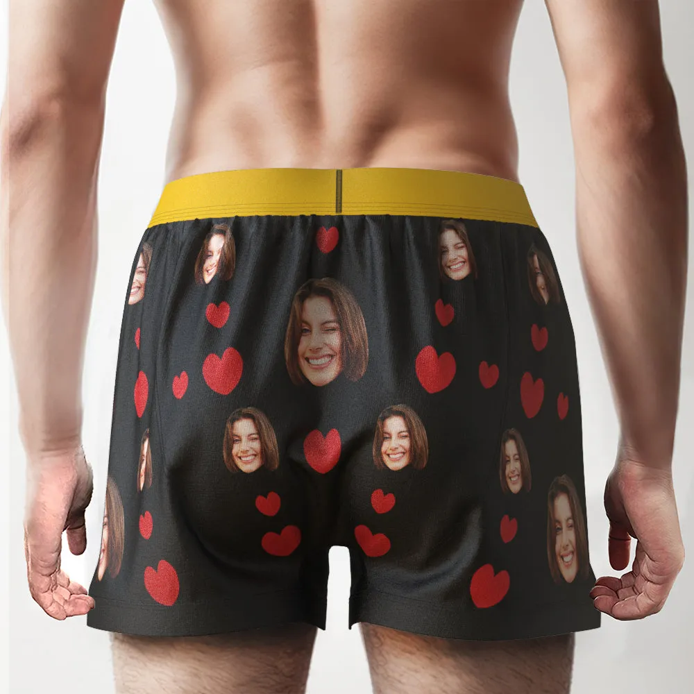 Custom Face Boxer Shorts I LICKED IT Personalized Waistband Casual Underwear for Him