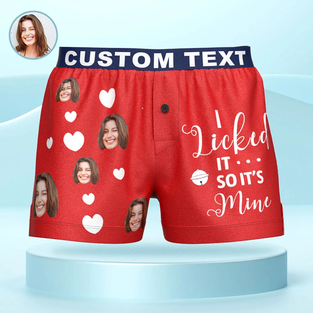 Custom Face Boxer Shorts I LICKED IT Personalized Waistband Casual Underwear for Him