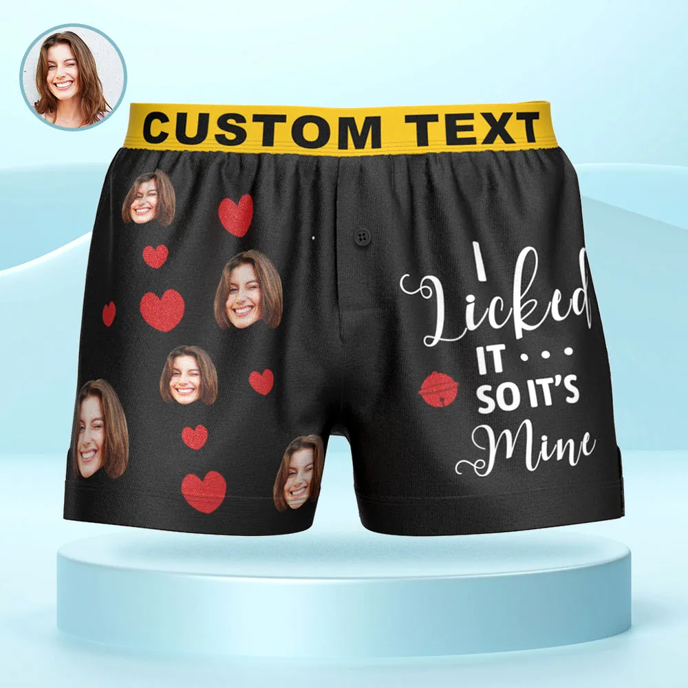 Custom Face Boxer Shorts I LICKED IT Personalized Waistband Casual Underwear for Him