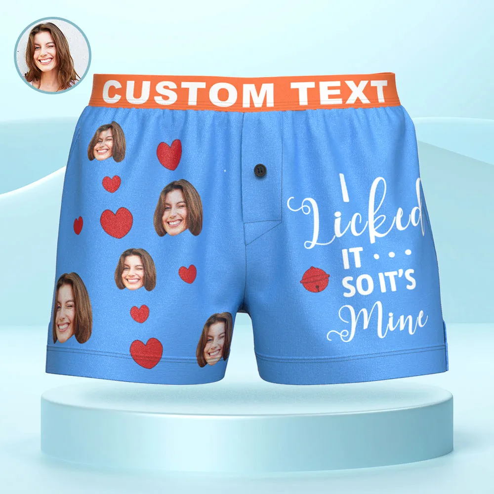 Custom Face Boxer Shorts I LICKED IT Personalized Waistband Casual Underwear for Him