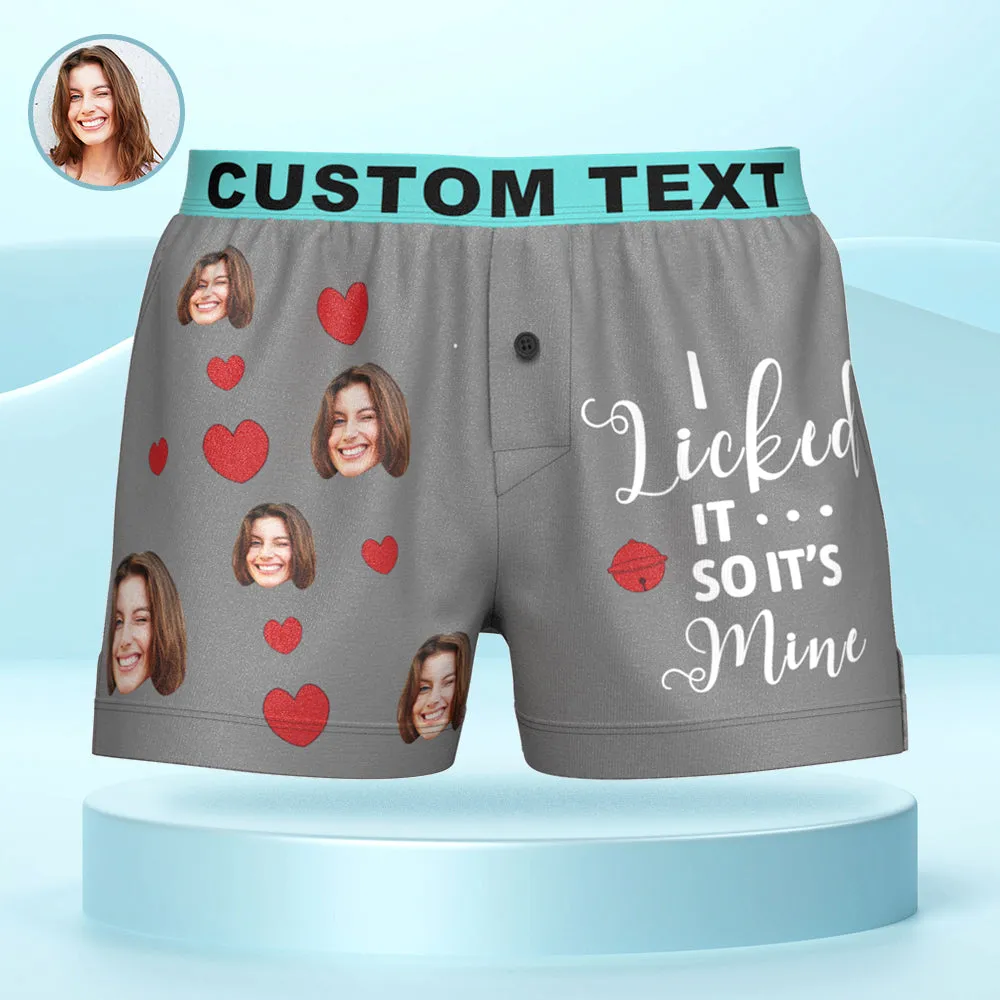 Custom Face Boxer Shorts I LICKED IT Personalized Waistband Casual Underwear for Him